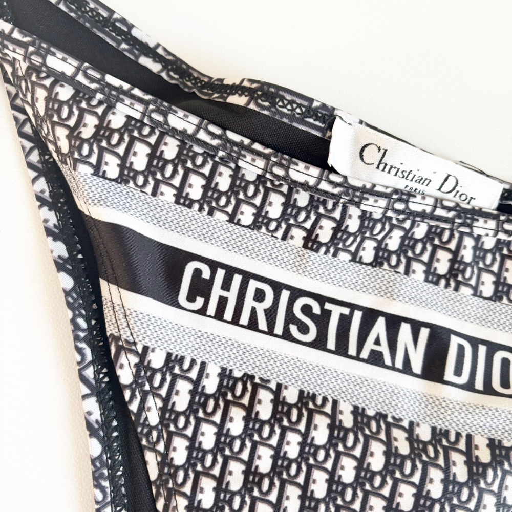 Christian Dior Womens Oblique Monogram Side Tie Luxury Bikini Bottoms Size L - Picture 2 of 6